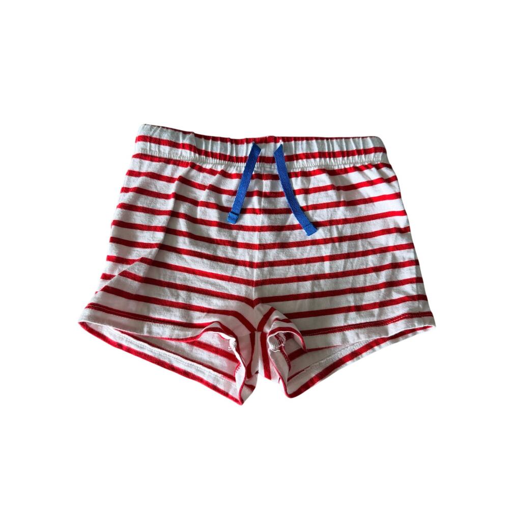 Adorable Mini Boden Baby Shorts - White with Red Stripes